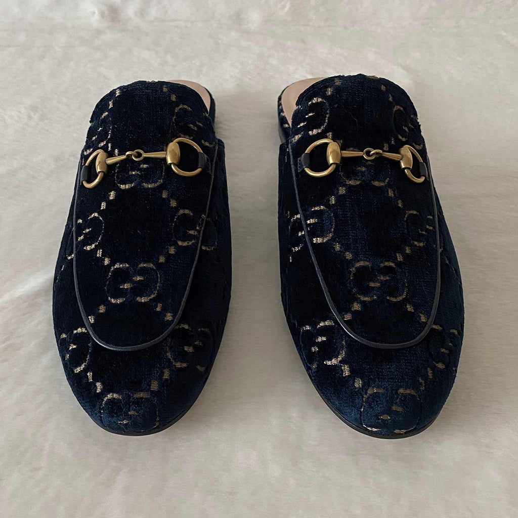 Gucci Princetown Horsebit Velvet Mules