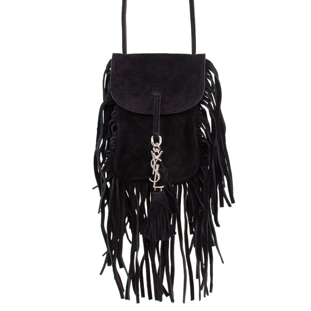 Saint Laurent Suede Fringe Pouch
