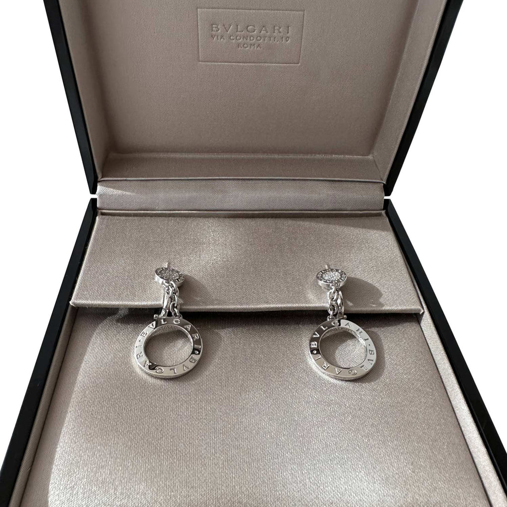 Bvlgari 18K Diamond Circle Drop Earrings