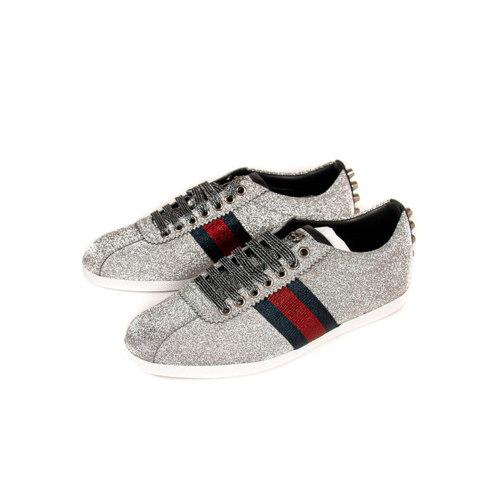Gucci Glitter Web Sneaker With Studs Shoes Gucci - Shop authentic new pre-owned designer brands online at Re-Vogue