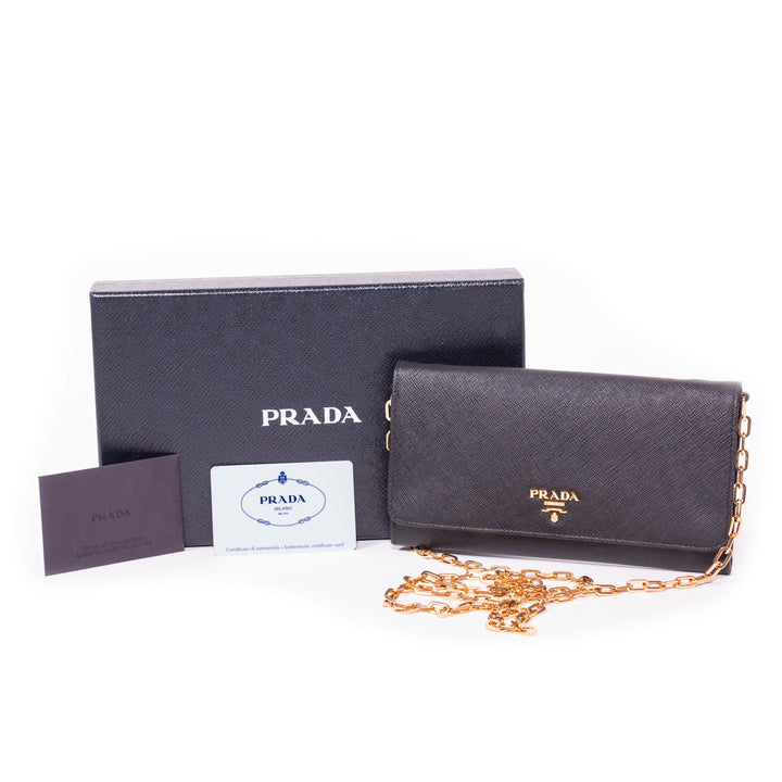 Prada Leather Chain Wallet - revogue