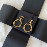 Chanel CC Logo Crystal and Pearl Drop Earrings
