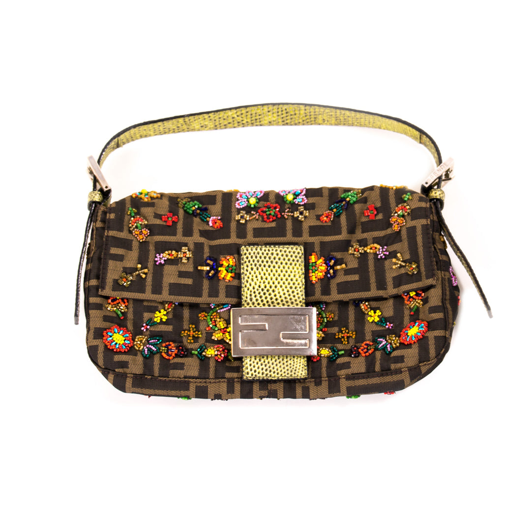 Fendi Floral Beaded Zucca Mini Baguette Bags Fendi - Shop authentic new pre-owned designer brands online at Re-Vogue