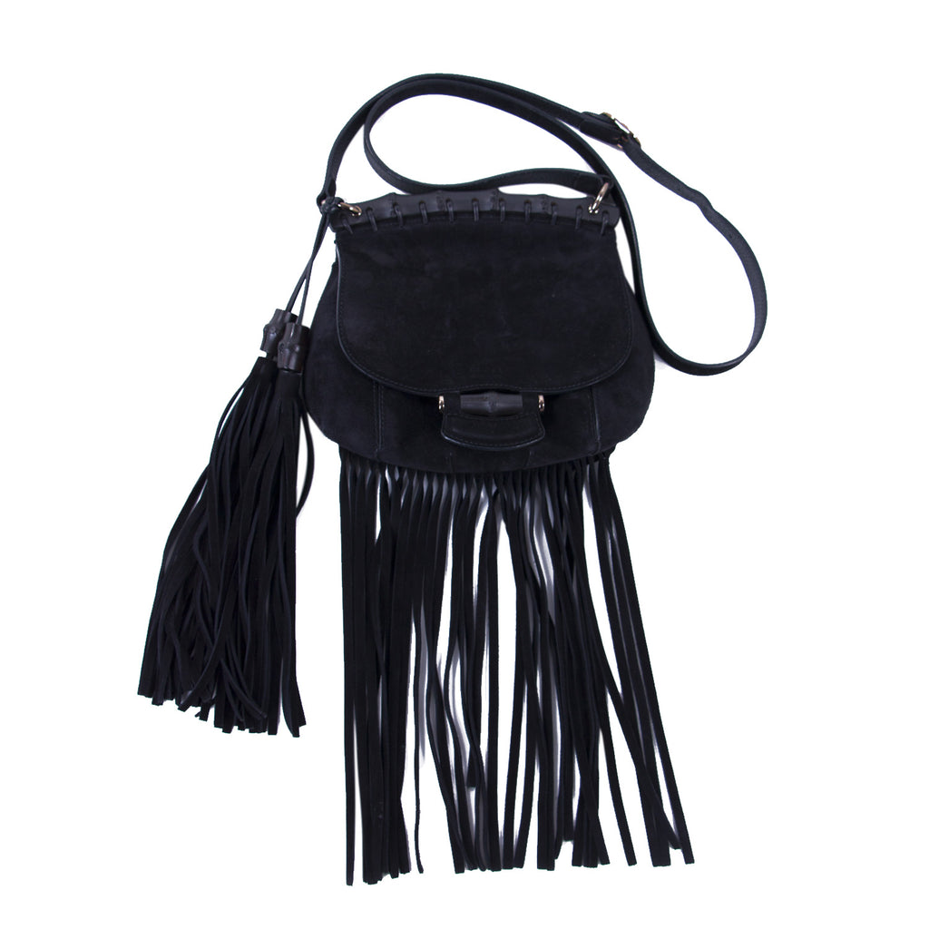 Gucci Nouveau Black Fringe Suede Bag Bags Gucci - Shop authentic new pre-owned designer brands online at Re-Vogue