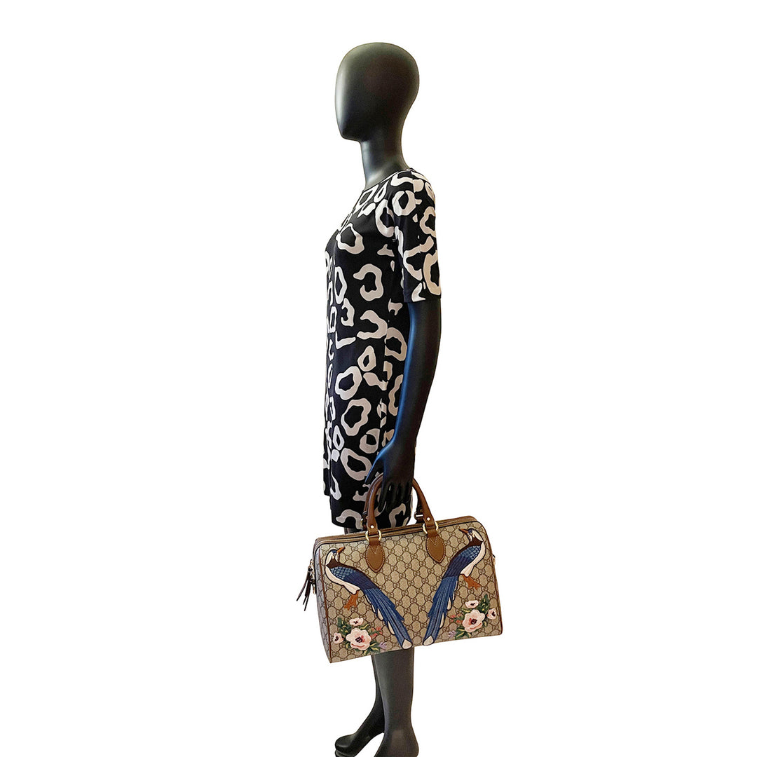 Gucci GG Supreme Embroidered Boston Bag