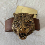 Gucci Tiger Head Feline Leather Belt