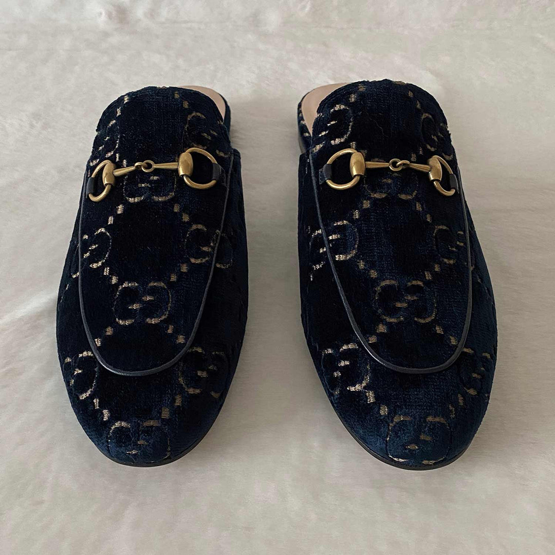 Gucci Princetown Horsebit Velvet Mules