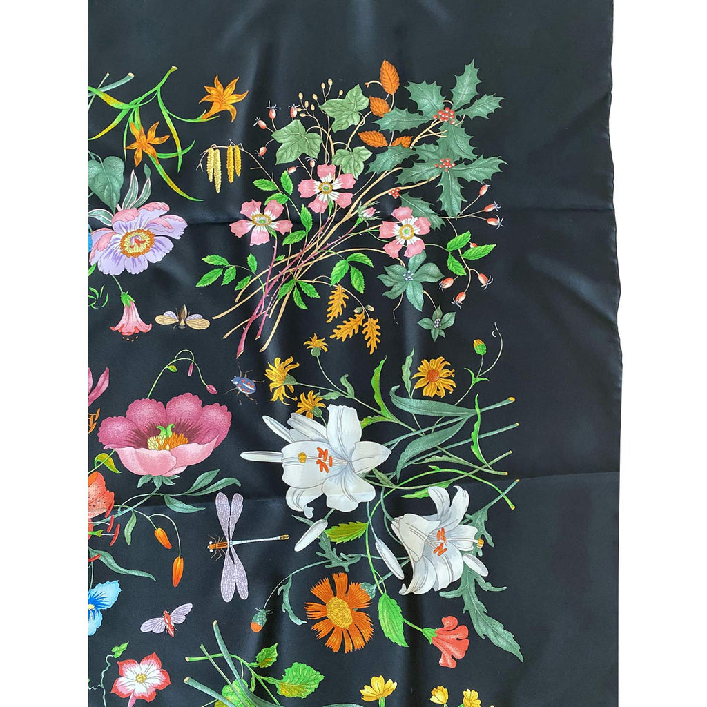 Gucci GG Printed Silk Floral Scarf