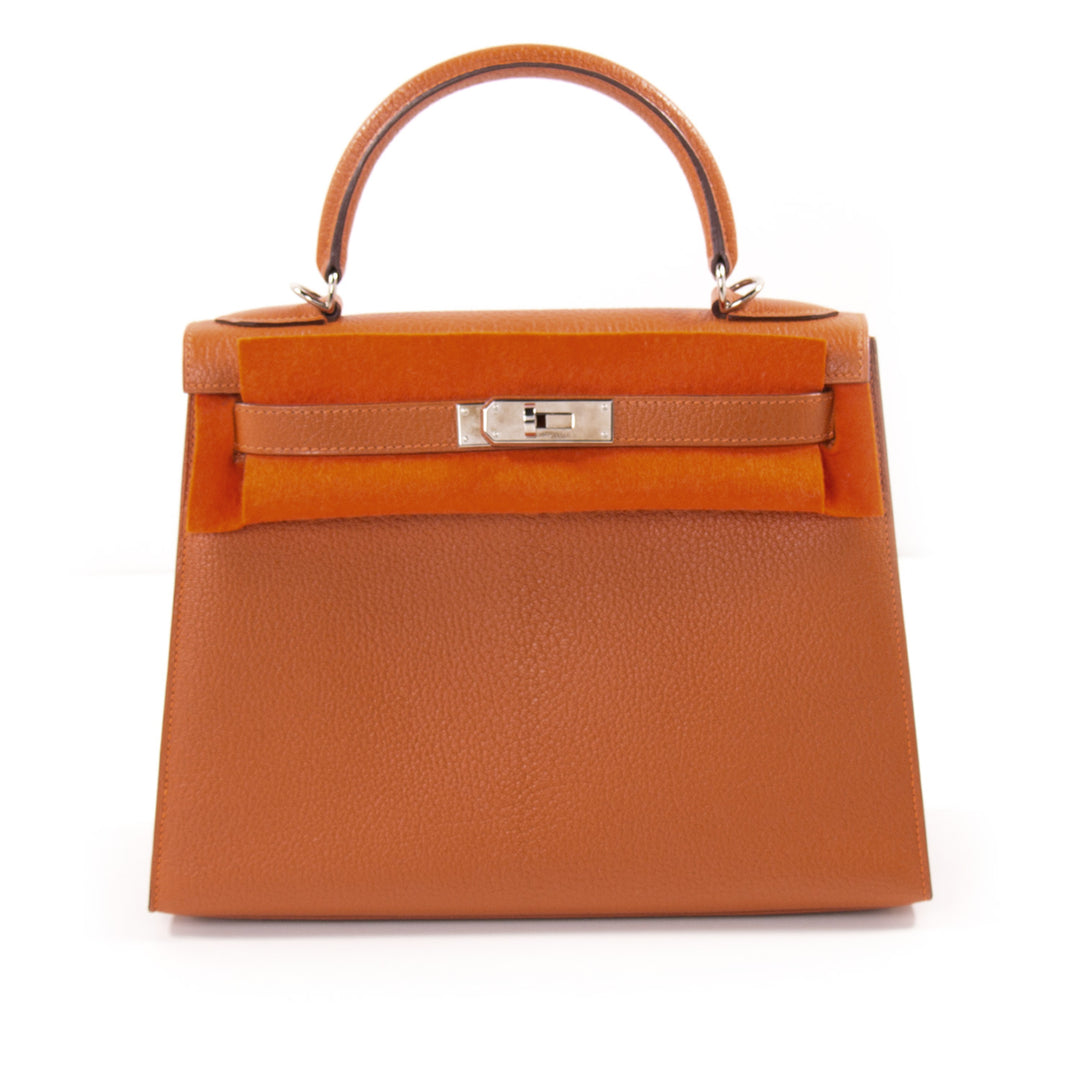 Hermès Kelly 28 Sellier Orange Chevre Mysore Bags Hermès - Shop authentic new pre-owned designer brands online at Re-Vogue