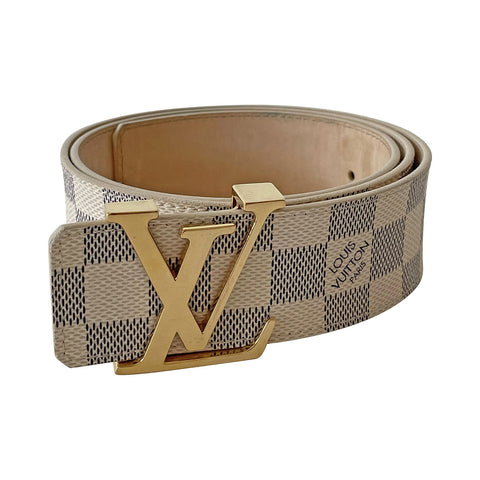 Louis Vuitton Belt Initiales Damier Azur Blue/White in Canvas with Brass -  US