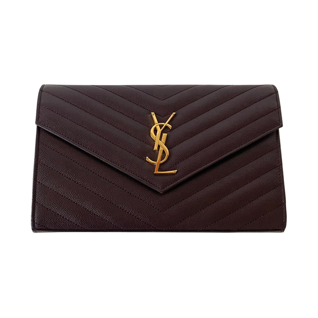 Saint Laurent Grain De Poudre Monogram Wallet On Chain